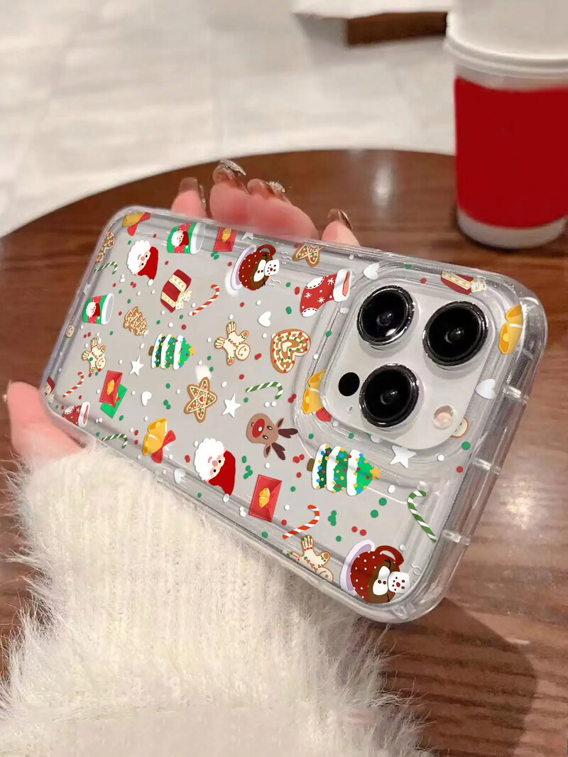 Božićna prozirna mekana torbica za telefon sa slatkim uzorkom protiv pada za iPhone 16 15 14 13 12 11 Pro Max 7 8 Plus zaštitna maska