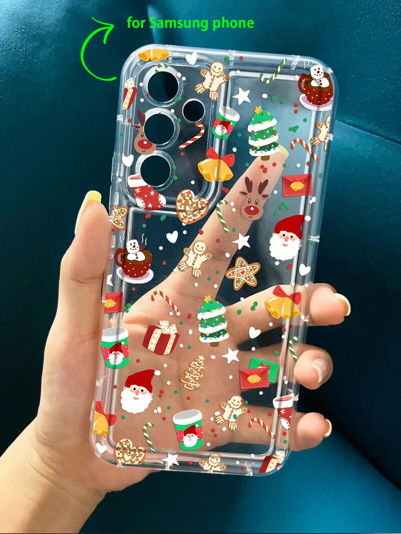 Božićna prozirna mekana torbica za telefon sa slatkim uzorkom protiv pada za iPhone 16 15 14 13 12 11 Pro Max 7 8 Plus zaštitna maska