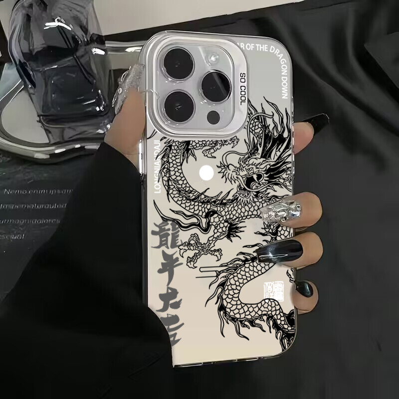 Luksuzna oklopna futrola Dragon Totem protiv pada za iPhone 16 Pro Max 15 14 13 12 11 Pro XR XS 7 8 Plus Zaštitna maska za objektiv Novo