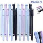 4/8/12 buc Set de pixuri cu gel ștergebile pentru pisici creative, 0,5 mm, mâner lavabil, cerneală magică albastră/neagră, rezerve ștergebile, tijă, papetărie pentru scris