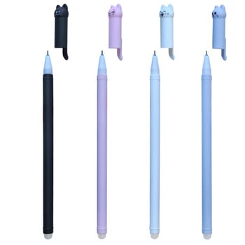 4/8/12 τμχ Creative Cat Erasable Gel Pens Set 0,5mm Πλενόμενη λαβή Magical Blue/Black Ink Erasable Refills Rod Writing Stationer