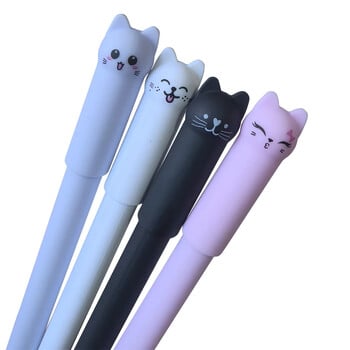 4/8/12 τμχ Creative Cat Erasable Gel Pens Set 0,5mm Πλενόμενη λαβή Magical Blue/Black Ink Erasable Refills Rod Writing Stationer