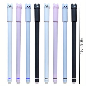 4/8/12 τμχ Creative Cat Erasable Gel Pens Set 0,5mm Πλενόμενη λαβή Magical Blue/Black Ink Erasable Refills Rod Writing Stationer