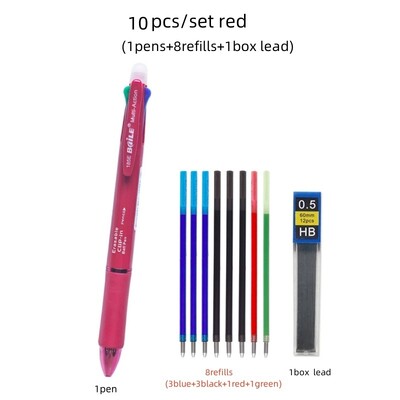 5 u 1 višebojna gel olovka s izmjenjivim punjenjem za olovku u 4 boje 1 automatska olovka za olovku Pribor za pisanje u školi