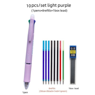5 u 1 višebojna gel olovka s izmjenjivim punjenjem za olovku u 4 boje 1 automatska olovka za olovku Pribor za pisanje u školi