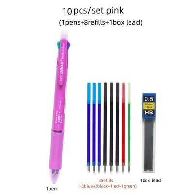 5 u 1 višebojna gel olovka s izmjenjivim punjenjem za olovku u 4 boje 1 automatska olovka za olovku Pribor za pisanje u školi