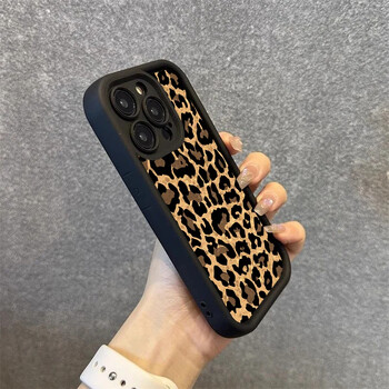 Γραφική θήκη τηλεφώνου σιλικόνης Leopard Print για iPhone 16 15 14 13 12 11 ProMax XS XR 7 8 14 Plus 15 Απαλό κάλυμμα προφυλακτήρα