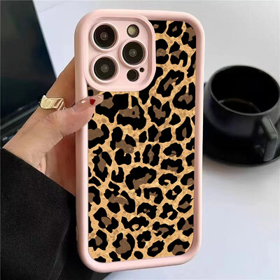 Γραφική θήκη τηλεφώνου σιλικόνης Leopard Print για iPhone 16 15 14 13 12 11 ProMax XS XR 7 8 14 Plus 15 Απαλό κάλυμμα προφυλακτήρα