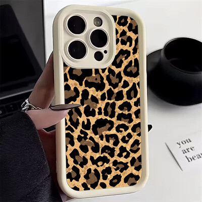 Γραφική θήκη τηλεφώνου σιλικόνης Leopard Print για iPhone 16 15 14 13 12 11 ProMax XS XR 7 8 14 Plus 15 Απαλό κάλυμμα προφυλακτήρα