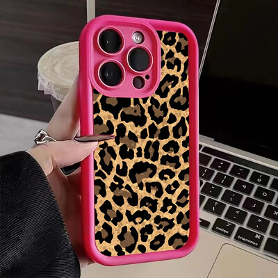 Γραφική θήκη τηλεφώνου σιλικόνης Leopard Print για iPhone 16 15 14 13 12 11 ProMax XS XR 7 8 14 Plus 15 Απαλό κάλυμμα προφυλακτήρα