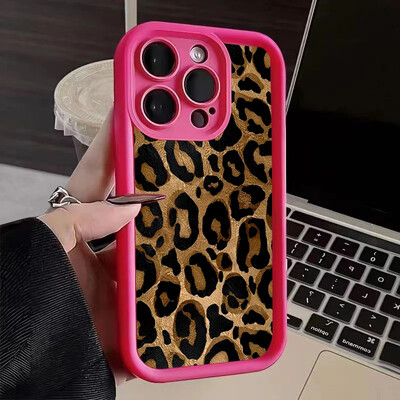 Γραφική θήκη τηλεφώνου σιλικόνης Leopard Print για iPhone 16 15 14 13 12 11 ProMax XS XR 7 8 14 Plus 15 Απαλό κάλυμμα προφυλακτήρα