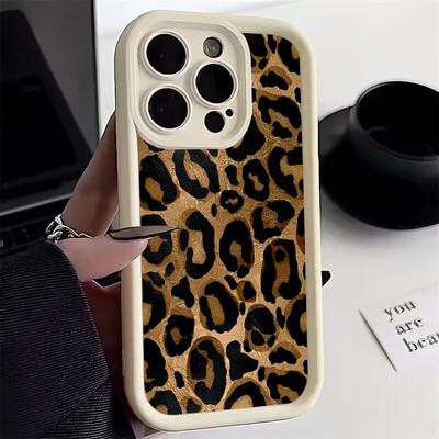 Γραφική θήκη τηλεφώνου σιλικόνης Leopard Print για iPhone 16 15 14 13 12 11 ProMax XS XR 7 8 14 Plus 15 Απαλό κάλυμμα προφυλακτήρα