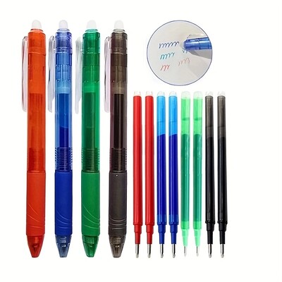 4 бр./компл. 0,7 mm Magic Erasable Gel Pen Set 8 Colors Erasable Refill Rod Гел мастило Канцеларски материали Прибиращи се химикалки Миещи се дръжки