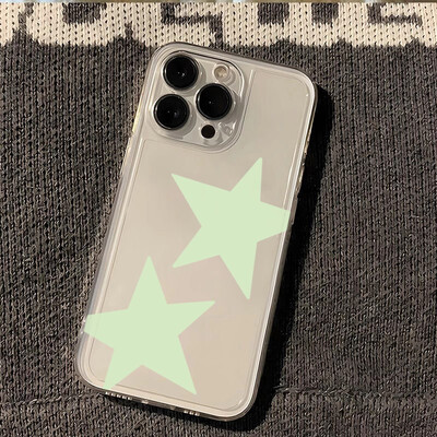 Сладък цветен прозрачен калъф за телефон с пентаграма за iPhone 16 15 14 13 12 11 Pro Max XR XS Max 7 8 Plus SE2 MINI Creative Stars Cover