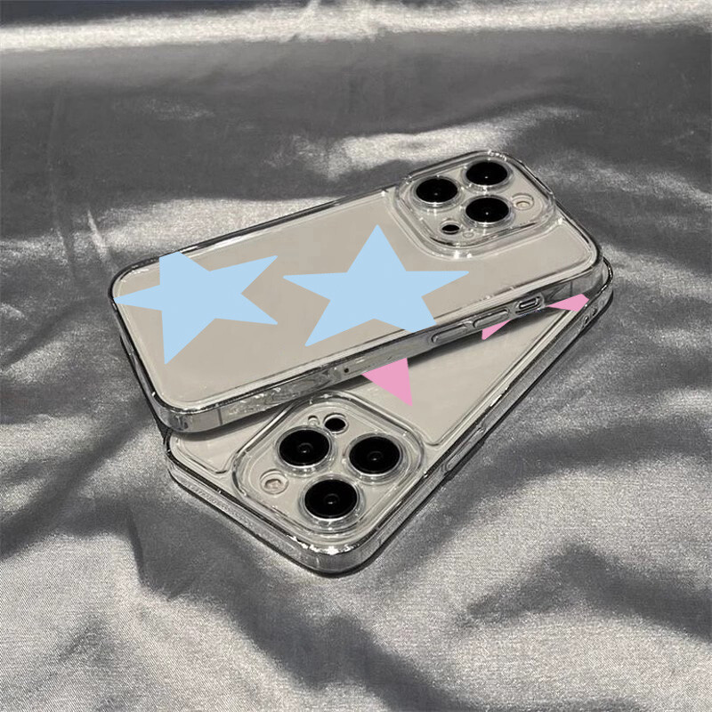 Сладък цветен прозрачен калъф за телефон с пентаграма за iPhone 16 15 14 13 12 11 Pro Max XR XS Max 7 8 Plus SE2 MINI Creative Stars Cover
