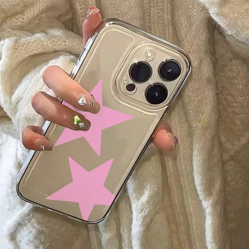 Сладък цветен прозрачен калъф за телефон с пентаграма за iPhone 16 15 14 13 12 11 Pro Max XR XS Max 7 8 Plus SE2 MINI Creative Stars Cover