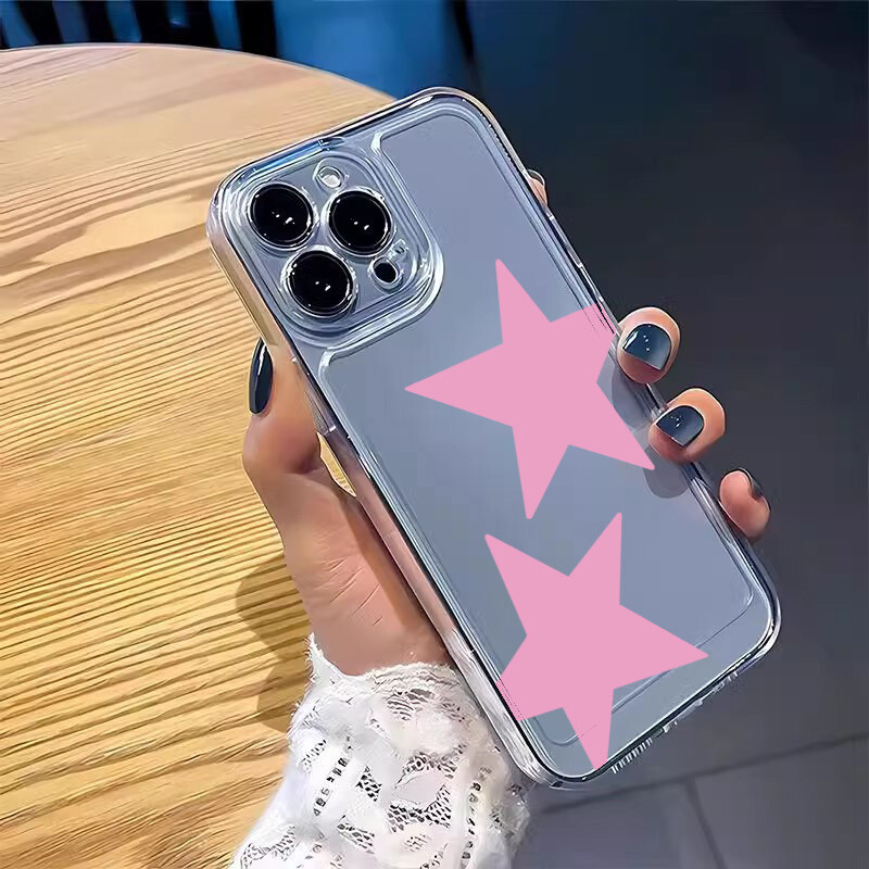 Сладък цветен прозрачен калъф за телефон с пентаграма за iPhone 16 15 14 13 12 11 Pro Max XR XS Max 7 8 Plus SE2 MINI Creative Stars Cover