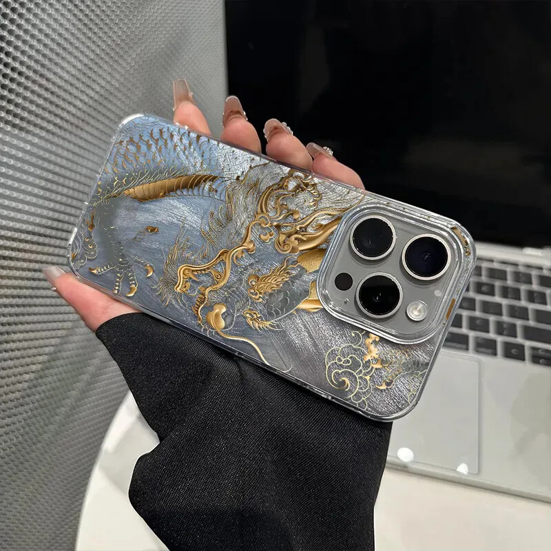 Luksuzni East Dragon Fashion za iPhone 16 15 14 13 12 11 Pro XR XS Max 7 8 Plus ShockCoveroof Anti-Drop Phone Y2k INS poklopac