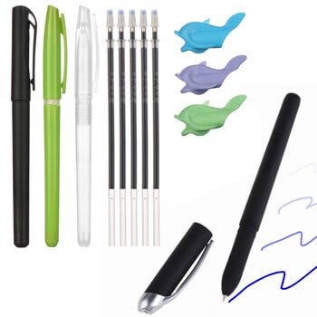 Automatic Fade Pen Kit Disappearing Refill Invisible Blue Ink Gel Magic Pens Πίνακας καλλιγραφίας Εργαλεία εξάσκησης χειρογράφου