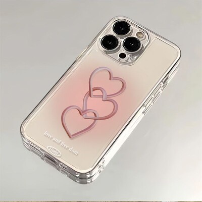 Gradient Love heart Удароустойчив INS Калъф за телефон за iPhone 16 15 14 13 12 11 Pro Max XR XS MAX 7 8 PLUS MINI Силиконов мек капак