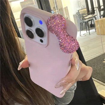 Luxury Glitter 3D Rhinestone Bowknot Litchi Pattern PU Δερμάτινη θήκη για iPhone 16 15 14 12 11 Pro Max 13 Mini X XR 7 8 Plus SE