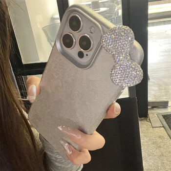 Luxury Glitter Bling 3D Rhinestone Bowknot Litchi Δερμάτινη θήκη για iPhone 16 Pro Max 15 13 12 11 14 Plus Μαλακό κάλυμμα για κορίτσια