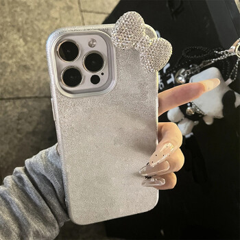 Luxury Glitter Bling 3D Rhinestone Bowknot Litchi Δερμάτινη θήκη για iPhone 16 Pro Max 15 13 12 11 14 Plus Μαλακό κάλυμμα για κορίτσια