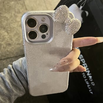 Luxury Glitter Bling 3D Rhinestone Bowknot Litchi Δερμάτινη θήκη για iPhone 16 Pro Max 15 13 12 11 14 Plus Μαλακό κάλυμμα για κορίτσια