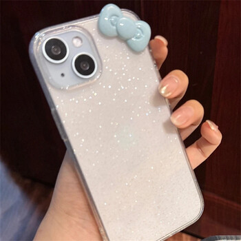 Χαριτωμένο 3D Candy Color Bowknot Glitter Clear Case για iPhone 16 15 14 12 11 Pro Max 13 Mini X XR 7 8 Plus SE Αισθητικό μαλακό κάλυμμα