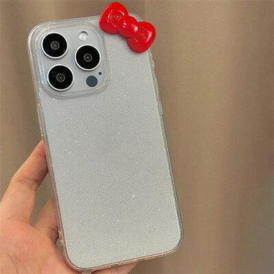 Mielas 3D Candy Color Bowknot Glitter skaidrus dėklas, skirtas iPhone 16 15 14 12 11 Pro Max 13 Mini X XR 7 8 Plus SE estetiškas minkštas dangtelis