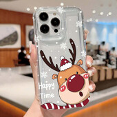 Dėklas iPhone 16 dėklui iPhone 15 Pro Max Santa Claus Elk Snowman Kalėdinis dėklas, skirtas iPhone 14 13 12 11 XS X XR 7 8 Plus dangtelis