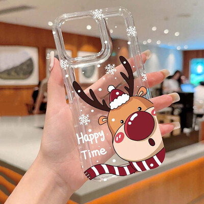 Dėklas iPhone 16 dėklui iPhone 15 Pro Max Santa Claus Elk Snowman Kalėdinis dėklas, skirtas iPhone 14 13 12 11 XS X XR 7 8 Plus dangtelis