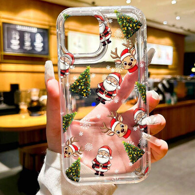 Dėklas iPhone 16 dėklui iPhone 15 Pro Max Santa Claus Elk Snowman Kalėdinis dėklas, skirtas iPhone 14 13 12 11 XS X XR 7 8 Plus dangtelis