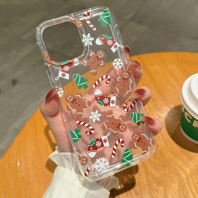 Dėklas iPhone 16 dėklui iPhone 15 Pro Max Santa Claus Elk Snowman Kalėdinis dėklas, skirtas iPhone 14 13 12 11 XS X XR 7 8 Plus dangtelis