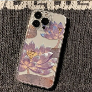 INS Purple Lotus Διαφανής μαλακή θήκη τηλεφώνου TPU για iPhone 16 15 14 13 12 11 Pro Max XR XS MAX 7 8 PLUS MINI Αντικραδασμικό κάλυμμα