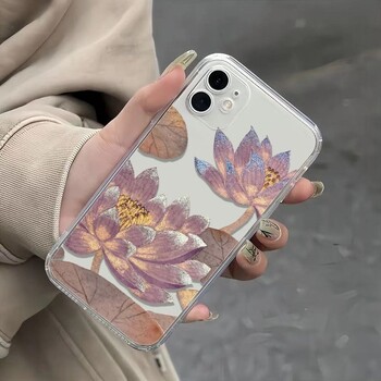 INS Purple Lotus Διαφανής μαλακή θήκη τηλεφώνου TPU για iPhone 16 15 14 13 12 11 Pro Max XR XS MAX 7 8 PLUS MINI Αντικραδασμικό κάλυμμα