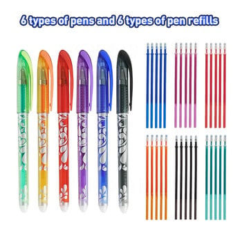 Ανταλλακτικά 0,5mm Erasable Gel Pen Set 6 Colors Ink Hot Disappearing Writing Gel Pens Refills for School Students Garys