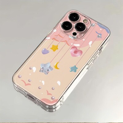 Удароустойчив INS калъф за телефон Cute Dreamy Stars за iPhone 16 15 14 13 12 11 Pro Max XR XS MAX 7 8 PLUS MINI Y2K Силиконов мек калъф