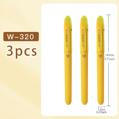 3 бр. Лилави, зелени и жълти комплекти гел химикалки с мастило, 1,0 мм, голям капацитет, естетични канцеларски материали, евтини неща за училищни предмети