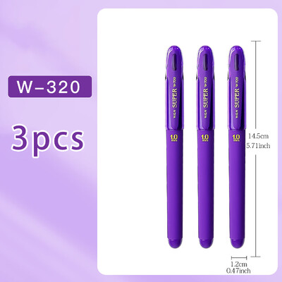 3 бр. Лилави, зелени и жълти комплекти гел химикалки с мастило, 1,0 мм, голям капацитет, естетични канцеларски материали, евтини неща за училищни предмети