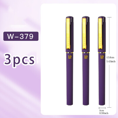 3 бр. Лилави, зелени и жълти комплекти гел химикалки с мастило, 1,0 мм, голям капацитет, естетични канцеларски материали, евтини неща за училищни предмети