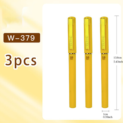 3 бр. Лилави, зелени и жълти комплекти гел химикалки с мастило, 1,0 мм, голям капацитет, естетични канцеларски материали, евтини неща за училищни предмети