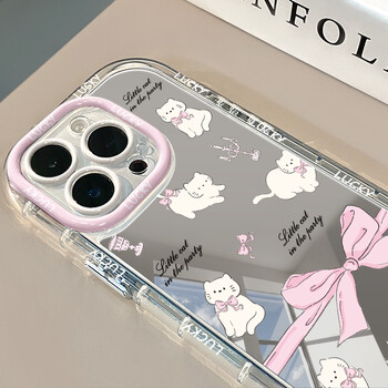 Θήκη τηλεφώνου Hollow Bow Cute Pink Cat Mirror για iPhone 16 15 14 13 12 11 Pro Max XR XS MAX 7 8 PLUS Θήκη Y2K Κάλυμμα καθρέφτη