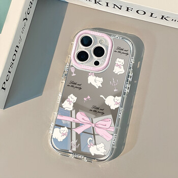 Θήκη τηλεφώνου Hollow Bow Cute Pink Cat Mirror για iPhone 16 15 14 13 12 11 Pro Max XR XS MAX 7 8 PLUS Θήκη Y2K Κάλυμμα καθρέφτη