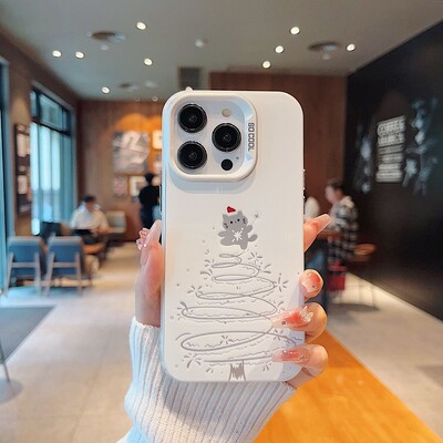 INS Kitten Kalėdų eglutės telefono dėklas, skirtas iPhone 16 15 14 13 12 11 Pro Max XR XS MAX 7 8 PLUS MINI Y2K matiniai smūgiams atsparūs dangteliai