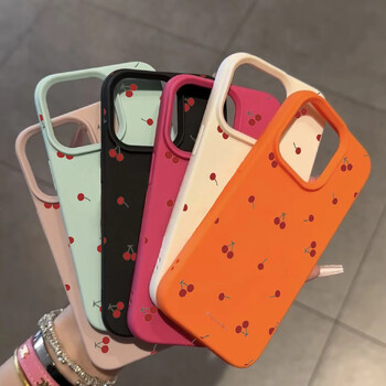 Cute Cartoon Cherry Lichee Pattern θήκη τηλεφώνου σιλικόνης για iPhone 16 15 14 13 12 11 Pro Max XS Max XR 14 15 16 Plus Cover Funda