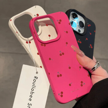 Cute Cartoon Cherry Lichee Pattern θήκη τηλεφώνου σιλικόνης για iPhone 16 15 14 13 12 11 Pro Max XS Max XR 14 15 16 Plus Cover Funda