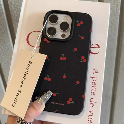 Cute Cartoon Cherry Lichee Pattern θήκη τηλεφώνου σιλικόνης για iPhone 16 15 14 13 12 11 Pro Max XS Max XR 14 15 16 Plus Cover Funda