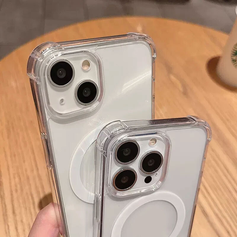 Луксозно магнитно безжично зареждане за калъф Magsafe за iPhone 16 15 14 13 12 11 Pro Max Plus Удароустойчив прозрачен капак за броня ﻿