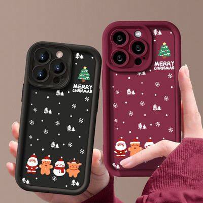 Karácsonyi mintás TPU tok iPhone 16 15 Pro Max Plus 13 14 12 11 Pro Candy Color szilikon telefontokhoz Ütésálló Soft Shell